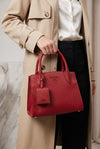Women Saffiano Monochrome Handbag Cherry 12A Quality With Box Dust Cover Mini Pouch Detachable Strap India