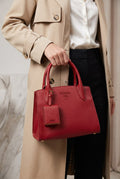 Women Saffiano Monochrome Handbag Cherry 12A Quality With Box Dust Cover Mini Pouch Detachable Strap India