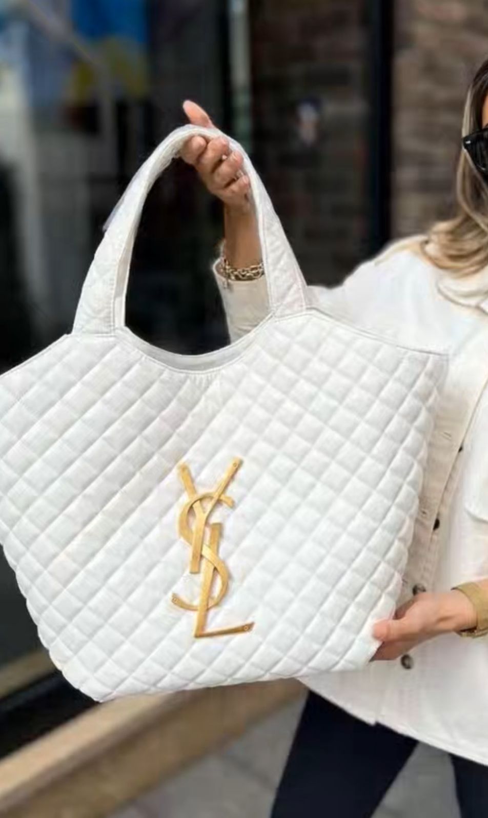 YSL Icare Maxi Shopping Bag White Quilted Lambskin Luxury Branded India