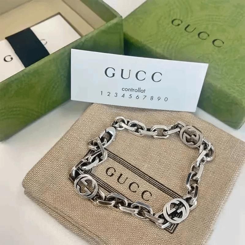 Gucci Signature Chain Unisex Bracelet Silver With Brand Box - PR Collection