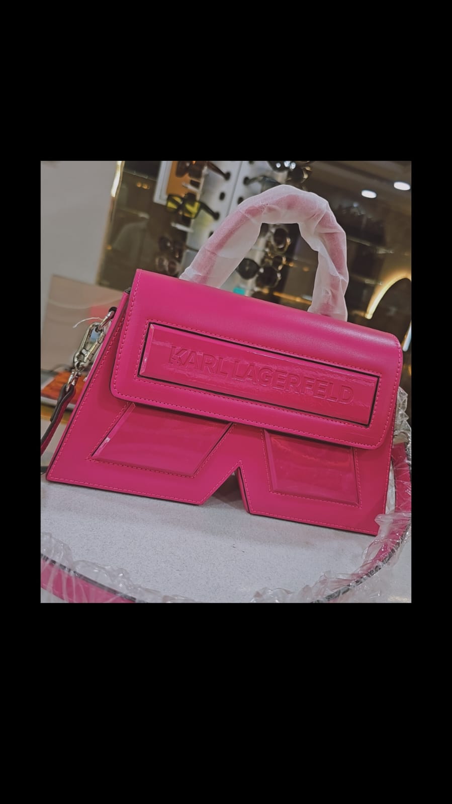 Karl Lagerfeld K Iconic Pink Bag Back View Mirror Copy Luxury