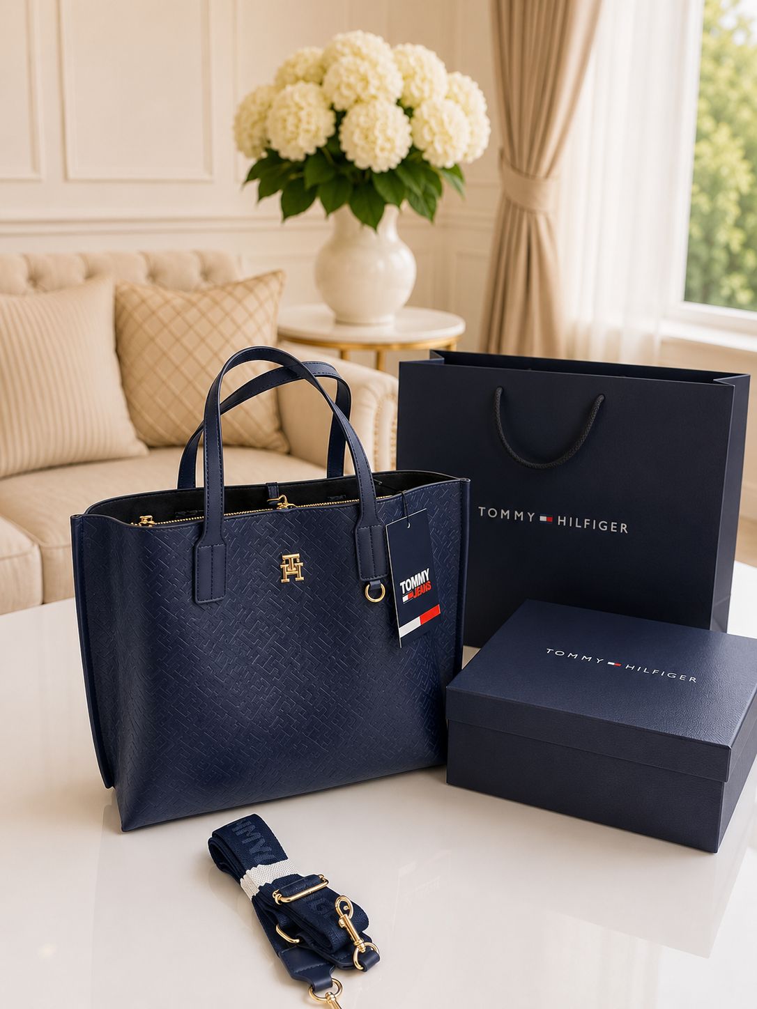 Tommy Hilfiger Monogram Tote Bag designer branded handbag - PR Collection