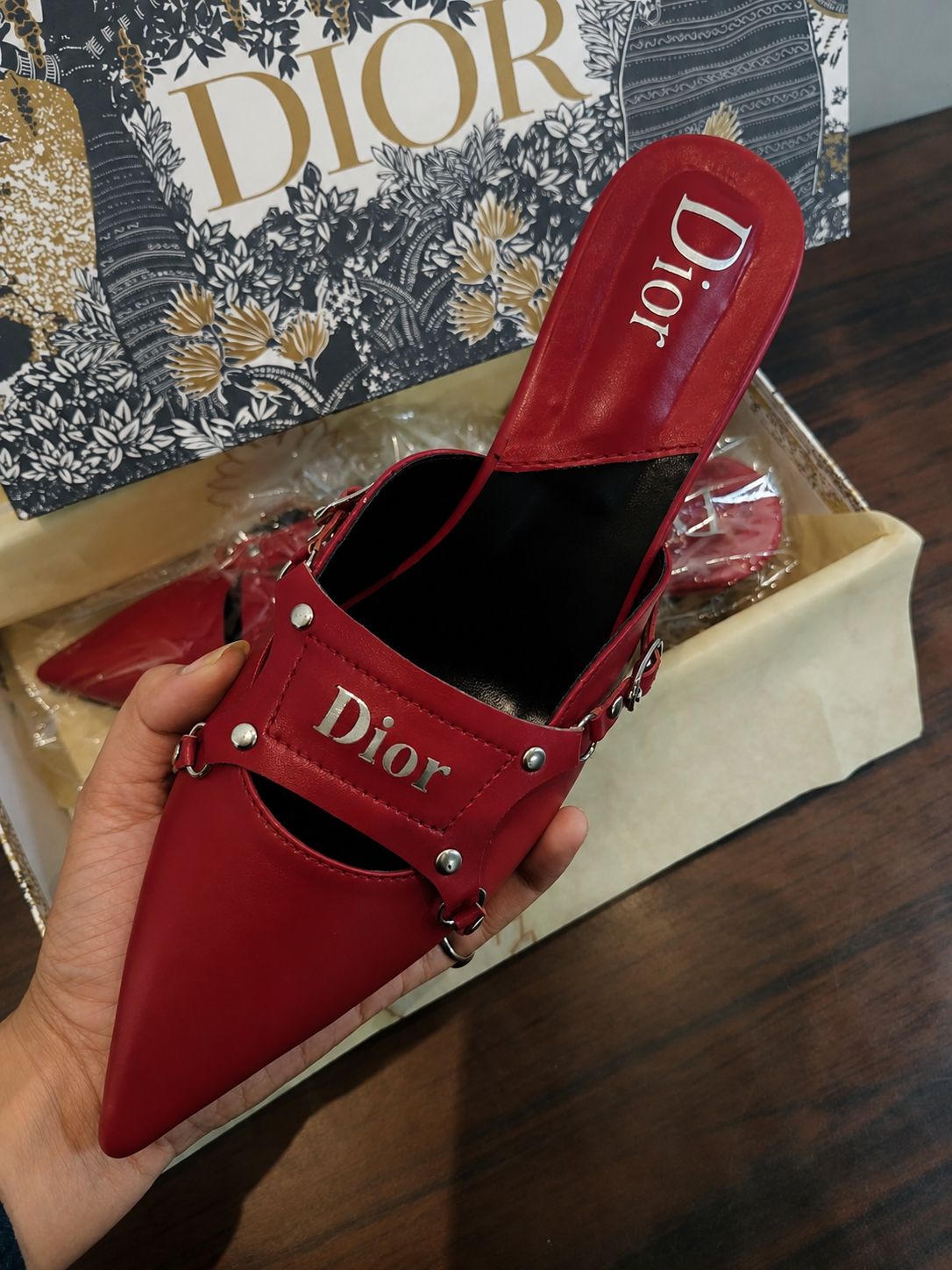 Dior Premium Quality Imported Heels Turkey Collection Brand Box Black Cherry White - PR Collection
