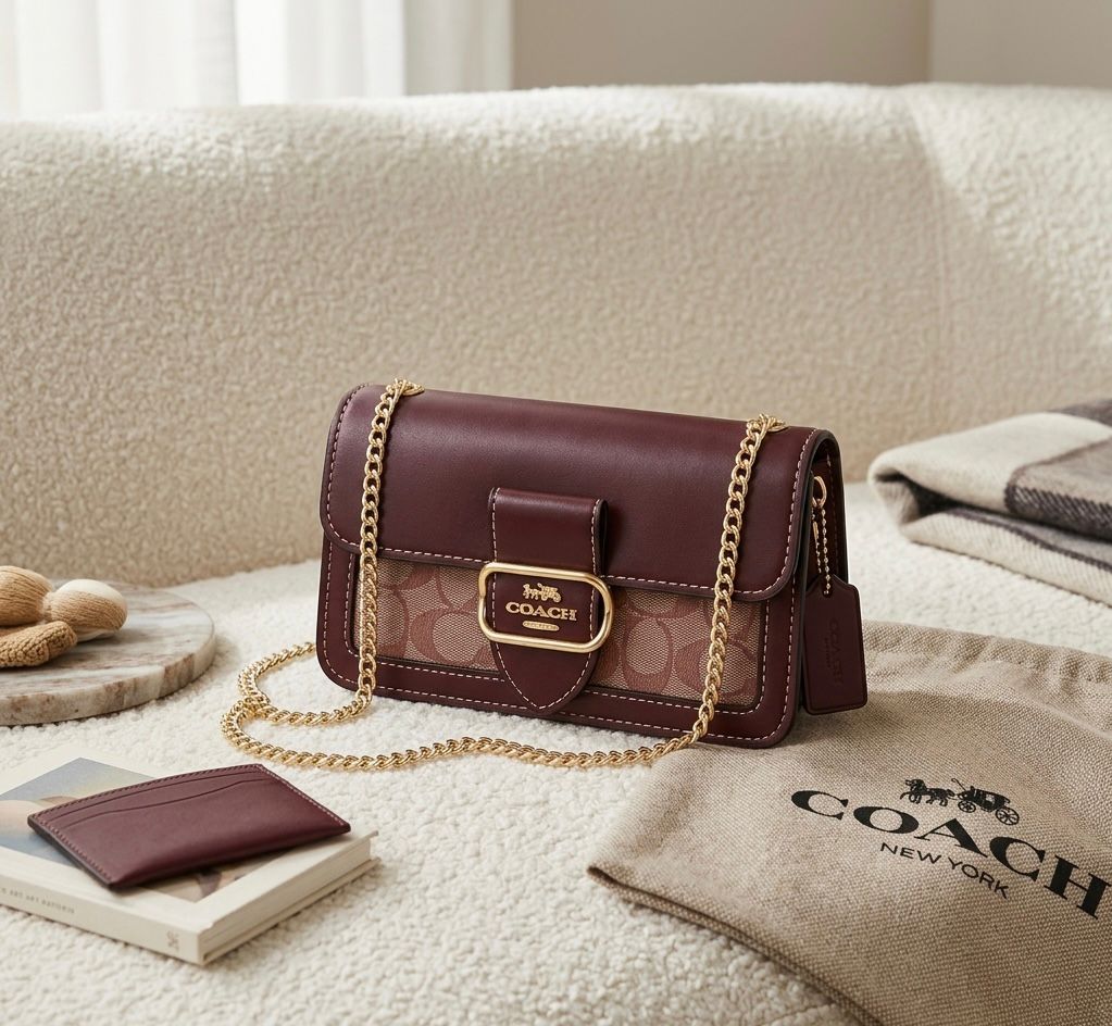 Coach Tabby Shoulder Bag Maroon Gold Tone Hardware Designer Women