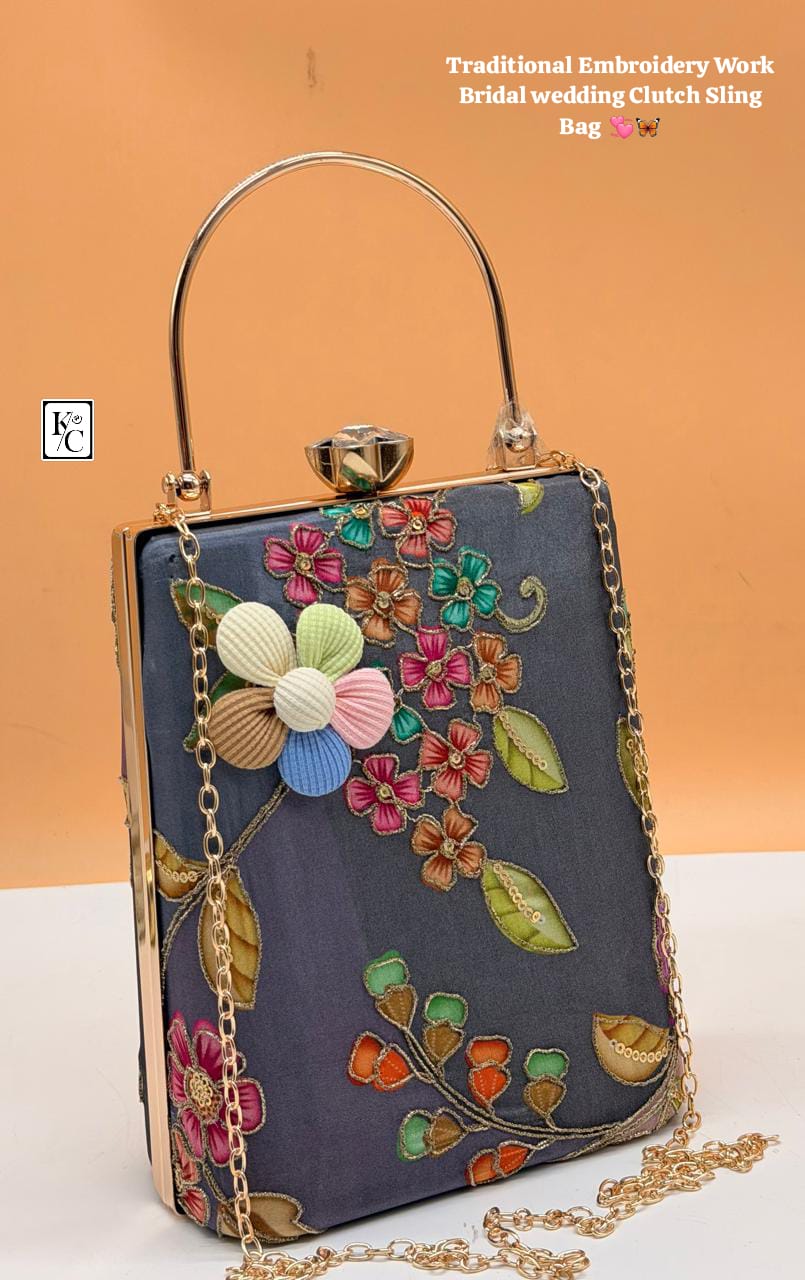 Indian Bridal Wedding Bucket Clutch Sling Bag - PR Collection