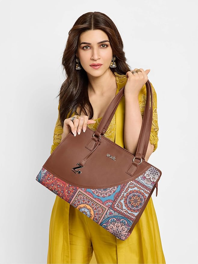 ZOUK Vegan Leather Tote Bag with Double Handle - Eco Friendly Handbag