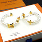 Louis Vuitton LV Pearl Earrings White Gold Finish Luxury Jewellery - PR Collection