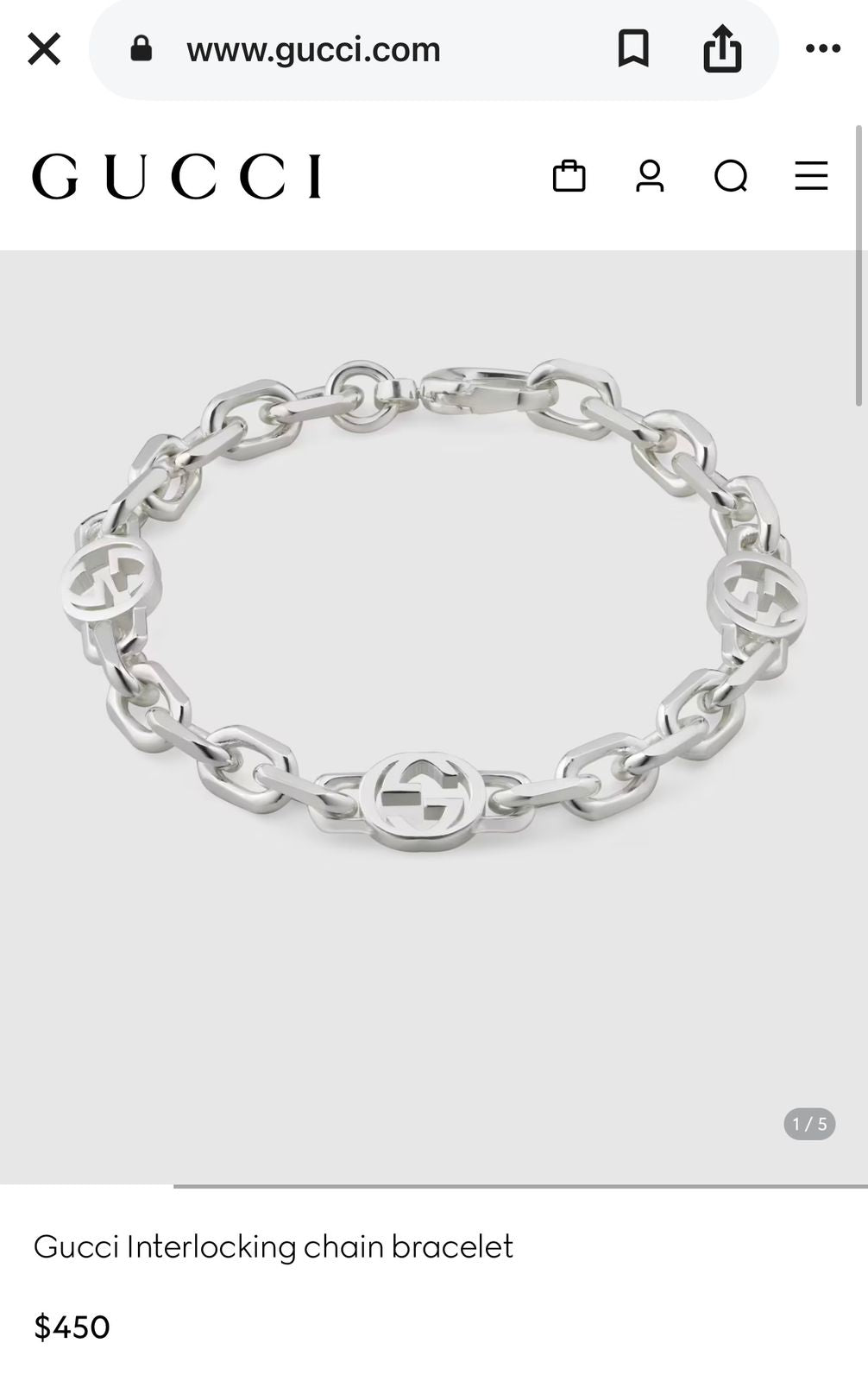 Gucci Signature Chain Unisex Bracelet Silver With Brand Box - PR Collection