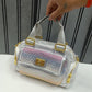 Women Fashion Designer Handbag D4 Silver Rhinestone Boston Barrel Bag Gold Hardware Party India