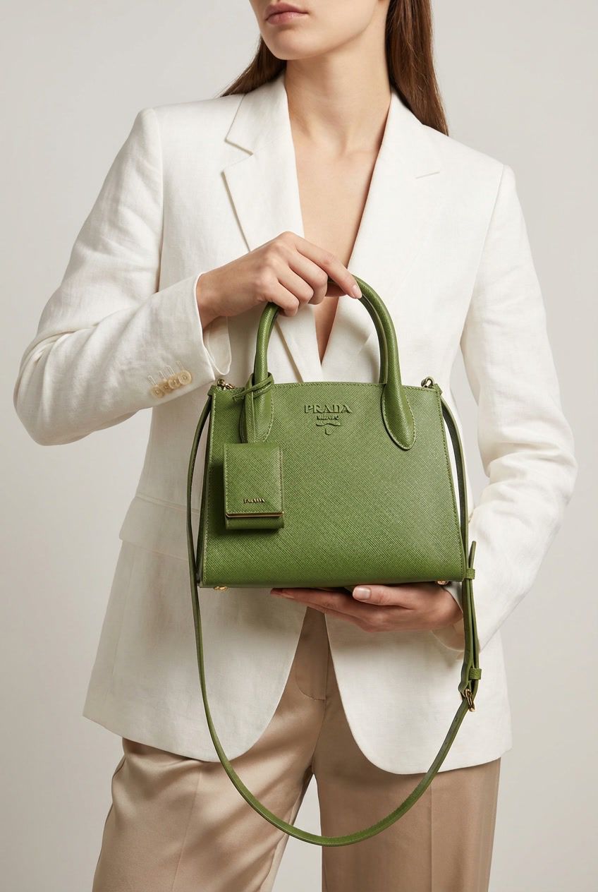 Women Premium Saffiano Handbag With Box Carry Bag Dust Cover Card Tags Mini Pouch Long Strap India