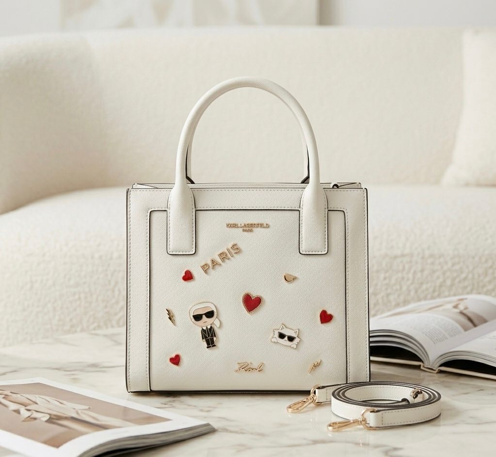 Karl Lagerfeld Paris Nouveu Bag White Matte Finish Designer Women India