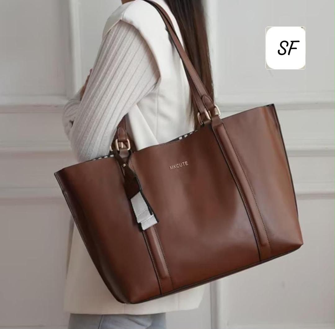Imported Premium Tote Bag Tan Large Spacious Dust Cover Women India