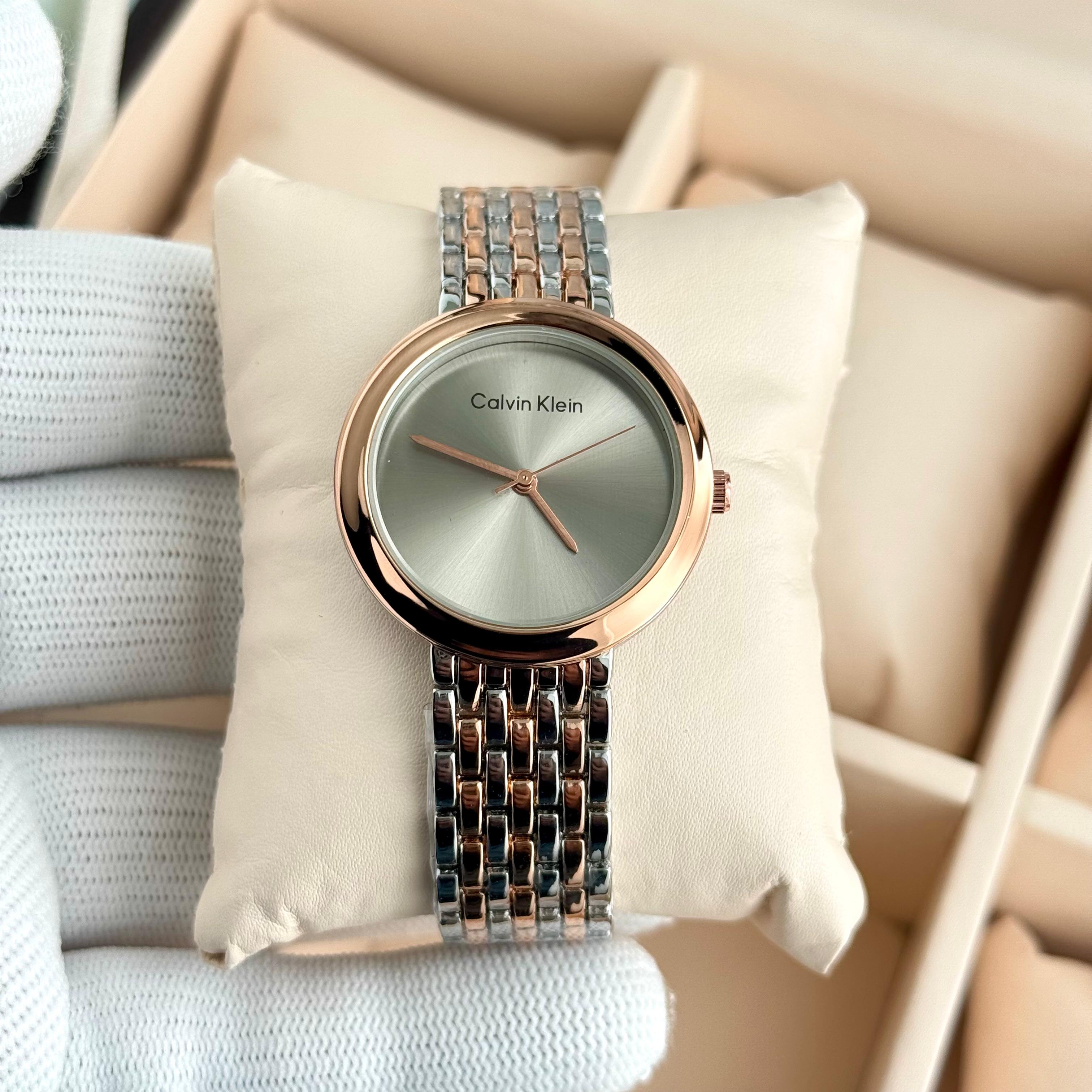 CK Calvin Klein watch D17 twisted bezel detail close up premium ladies timepiece India