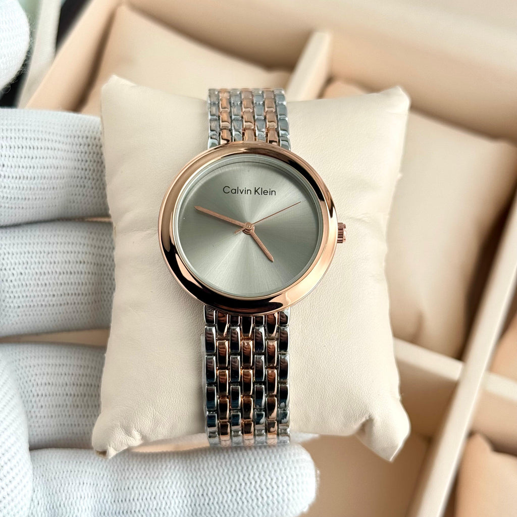 CK Calvin Klein watch D17 twisted bezel detail close up premium ladies timepiece India