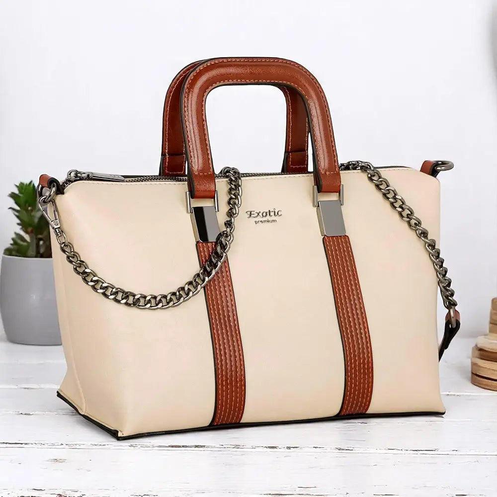 EXOTIC Solid Pattern Elegance Hand Bag For Women | Chain Handle | Shopping Bag | Occasional Bag | Perfect for Gift