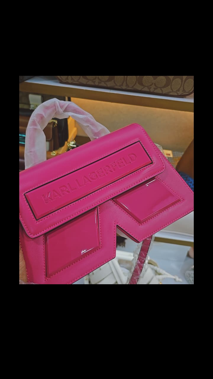 Karl Lagerfeld Iconic Pink Handbag with Original Box and Dustbag