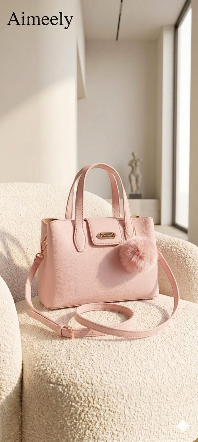Aimeely Luxe Top Handle Satchel Pink Premium Brand Box Women India