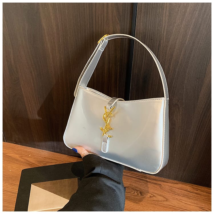 Women Premium Baguette Sling Bag Silver YSL Style Luxury Crossbody Shoulder Bag 6x10 Inch India
