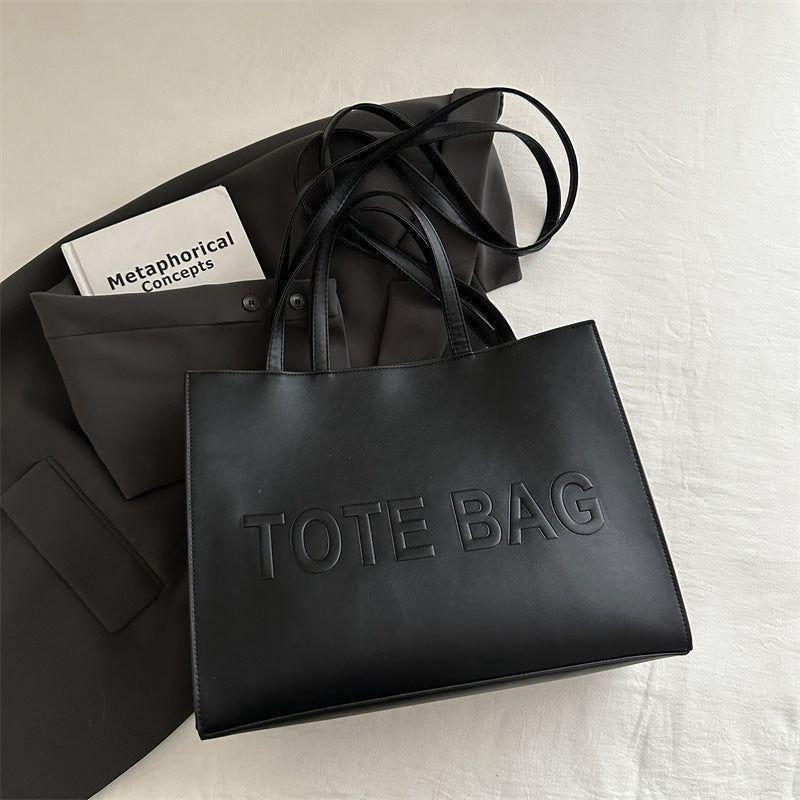 Women's premium leather designer tote bag black, everyday elegance