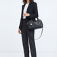 Women Premium Pebbled Leather Handbag Structured Satchel Zipper Closure