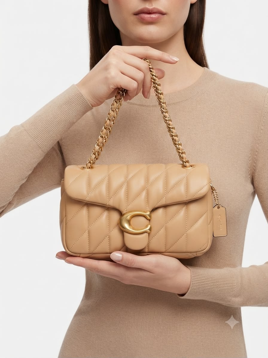 Women Puffy Quilted Shoulder Bag Beige 28cm Gold Hardware With Box Luxury Handbag