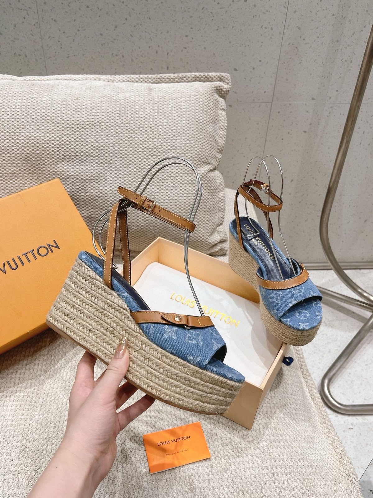 Louis Vuitton Wedge Sandals Braided Rope Sole Luxury Footwear India