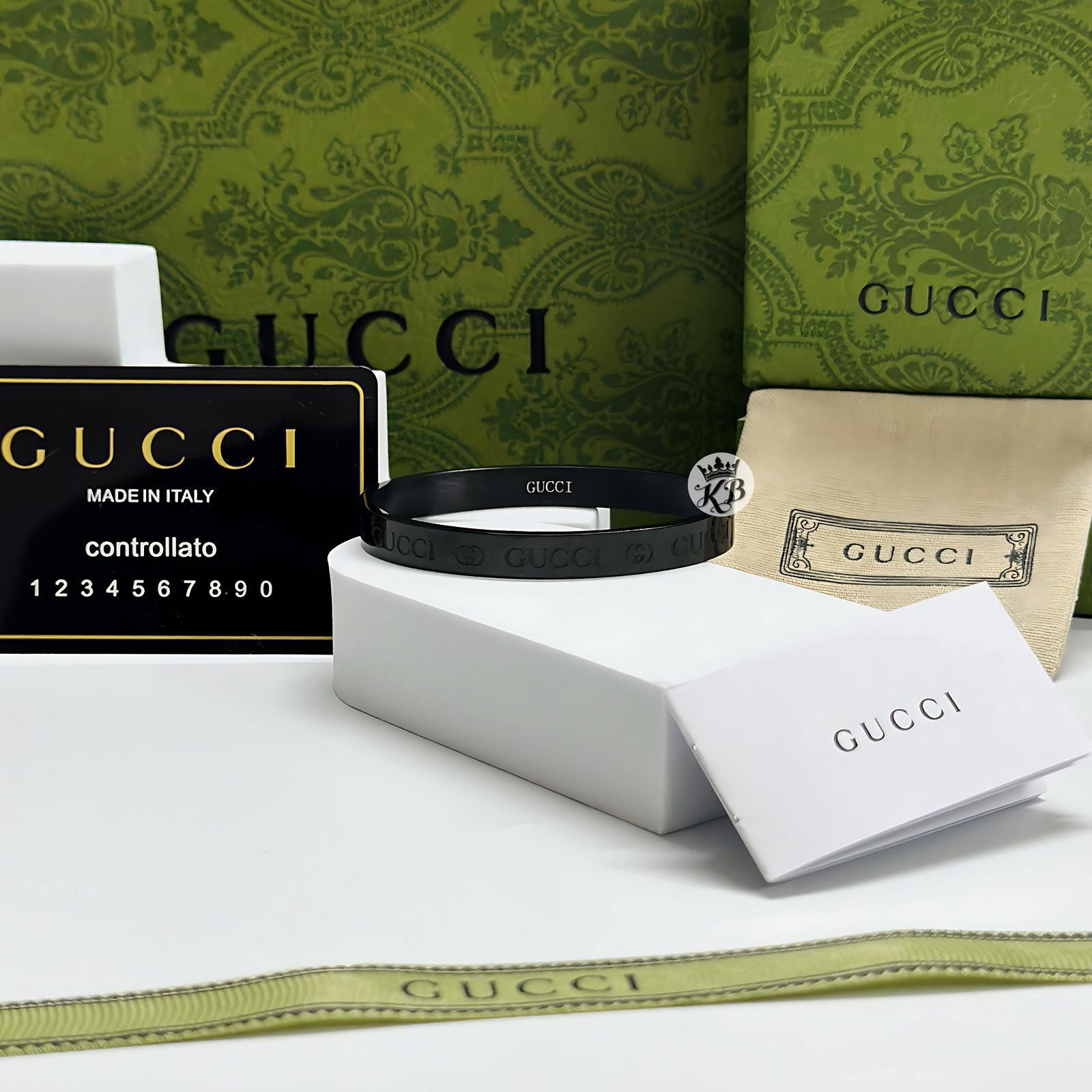 Gucci Premium Unisex Metal Bracelet Black Gold Rose Gold With Green Box - PR Collection