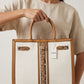 ALDO Avoma Premium Crocodile Textured Satchel Tote Bag Tan White Blue With Dust Cover - PR Collection
