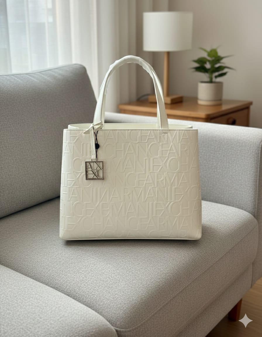 Armani Exchange Genuine Leather Bag White Luxury Branded AX Women India