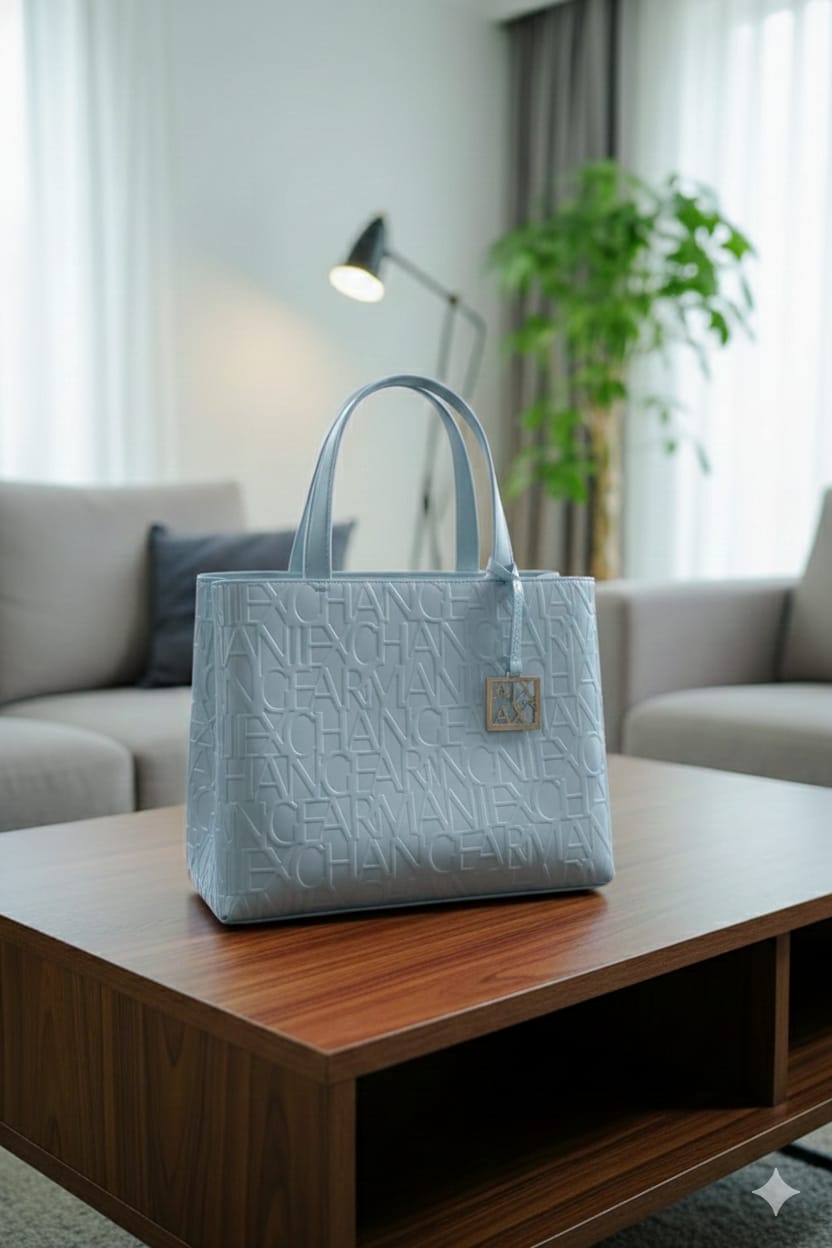 Armani Exchange Genuine Leather Bag Sky Blue Designer Premium AX India