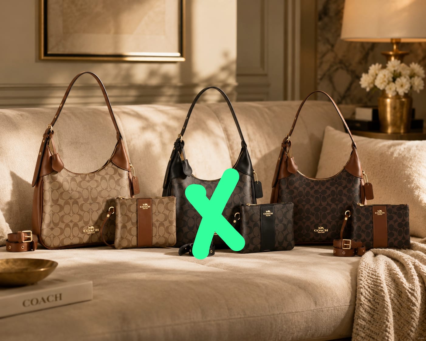Coach Signature Tote Bag Combo Leatherette Brand Box Coffee Apricot - PR Collection