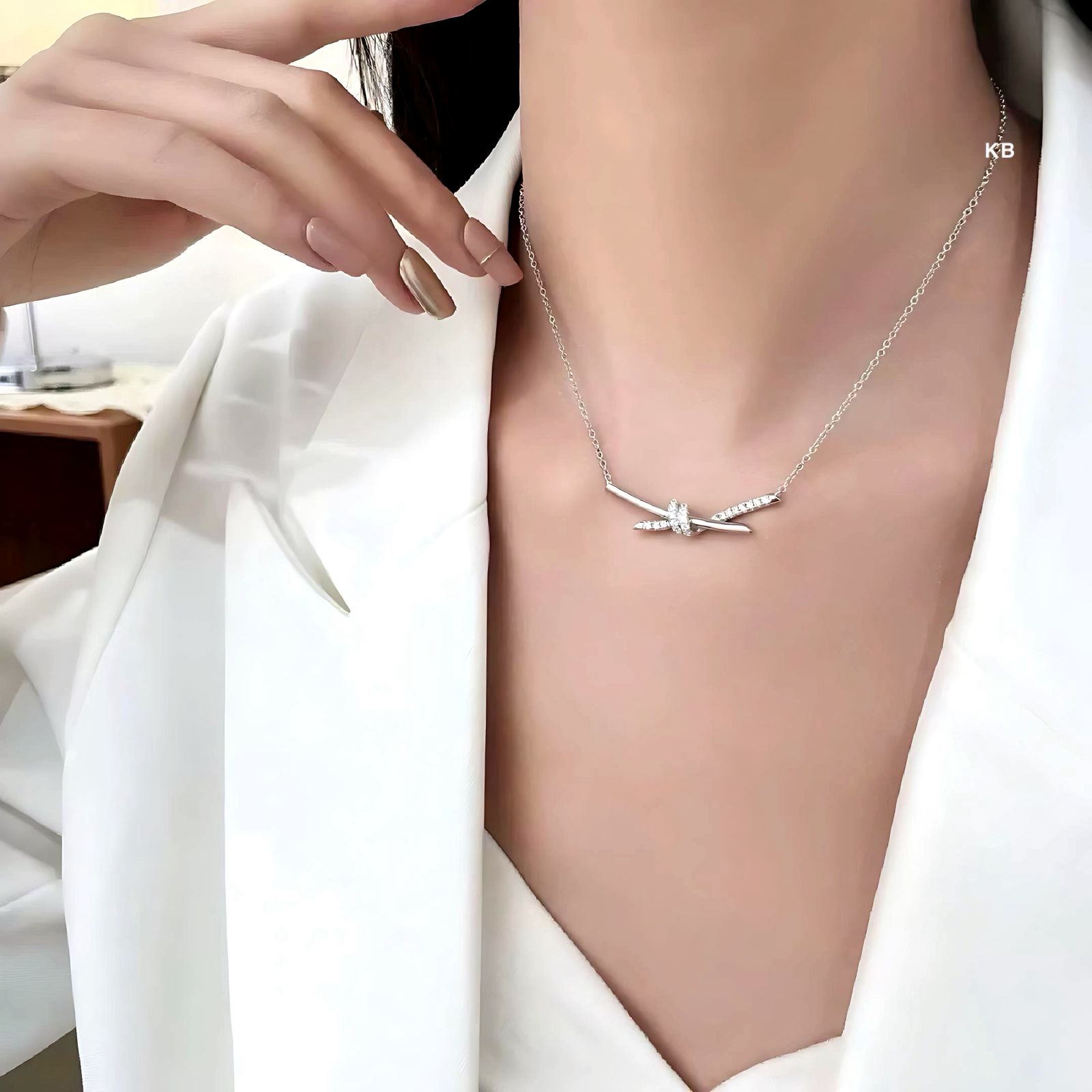 Knot Silver Diamond Pendant